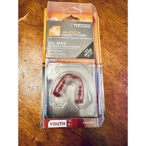 Shock Doctor Gel Max Youth Convertible Maroon‎ Mouthguard Strap/Strapless